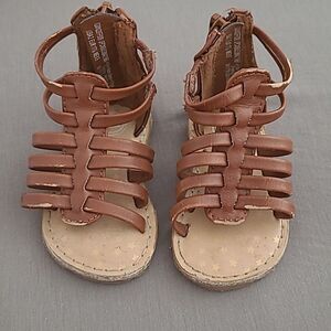 Brown gladiator zip up sandals size 2 baby girl